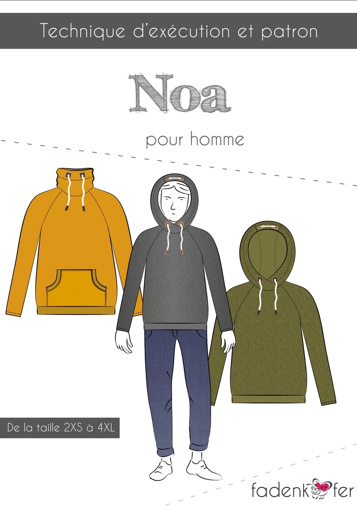 Sewing pattern | thread beetle | Raglan sweater NOA for men, French