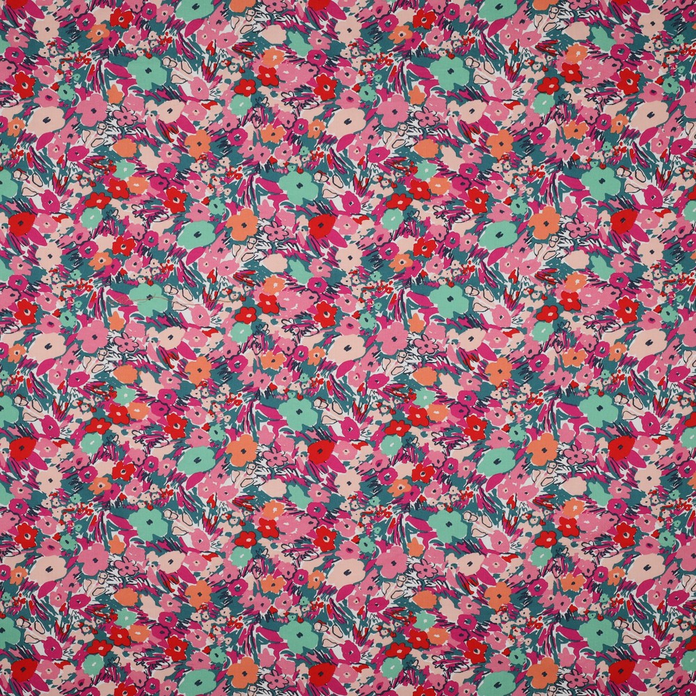 Popeline | Tissu chemisier coton | floral