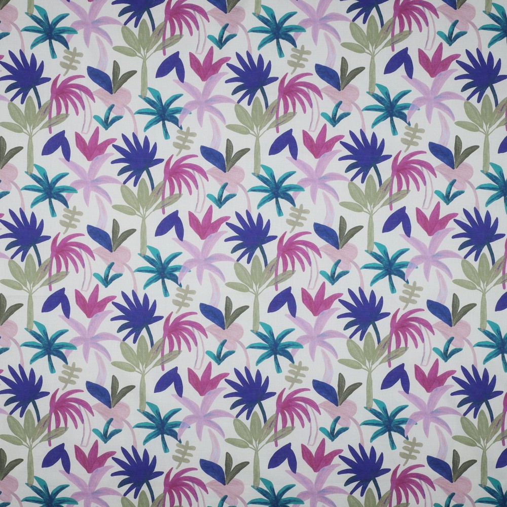 Cotton Voile | Blouse fabric cotton | Flowers, palm trees abstract