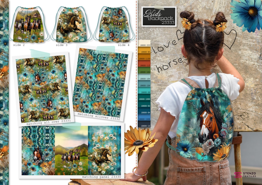 panel | DIY children's backpack/bag by Stenzo | Horses