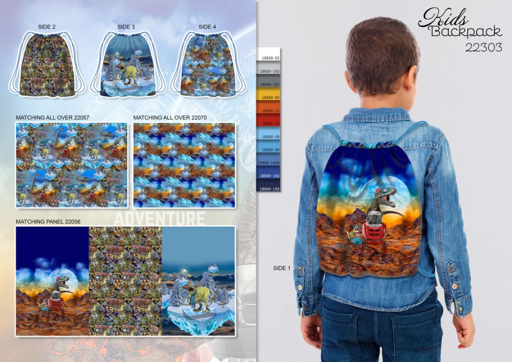 panel | DIY children's backpack/bag by Stenzo | Dinosaur