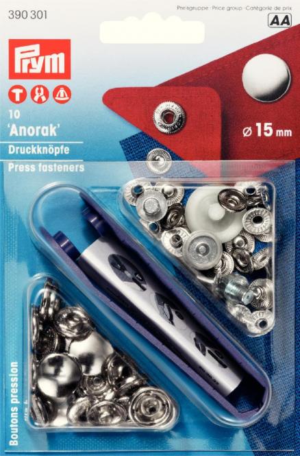 Prym Nähfrei | Druckknopf Anorak, 15mm, silber