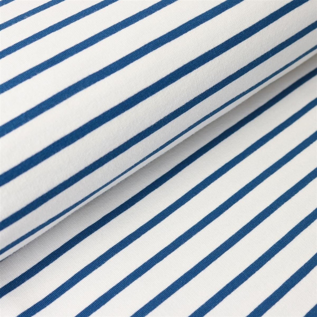 French terry | Stripes - Ecru / Admiral Blue