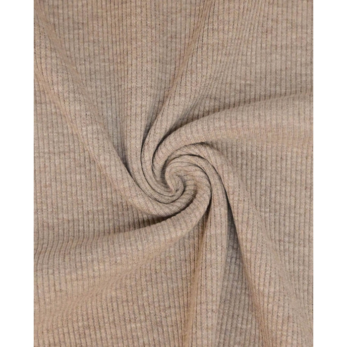 Jersey côtelé | Uni, marron clair/beige chiné