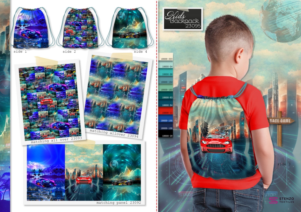 panel | DIY children's backpack/bag | Racing cars by Stenzo