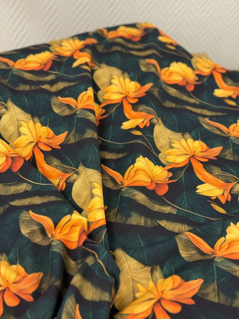 Cotton jersey | Flowers in orange by Stenzo