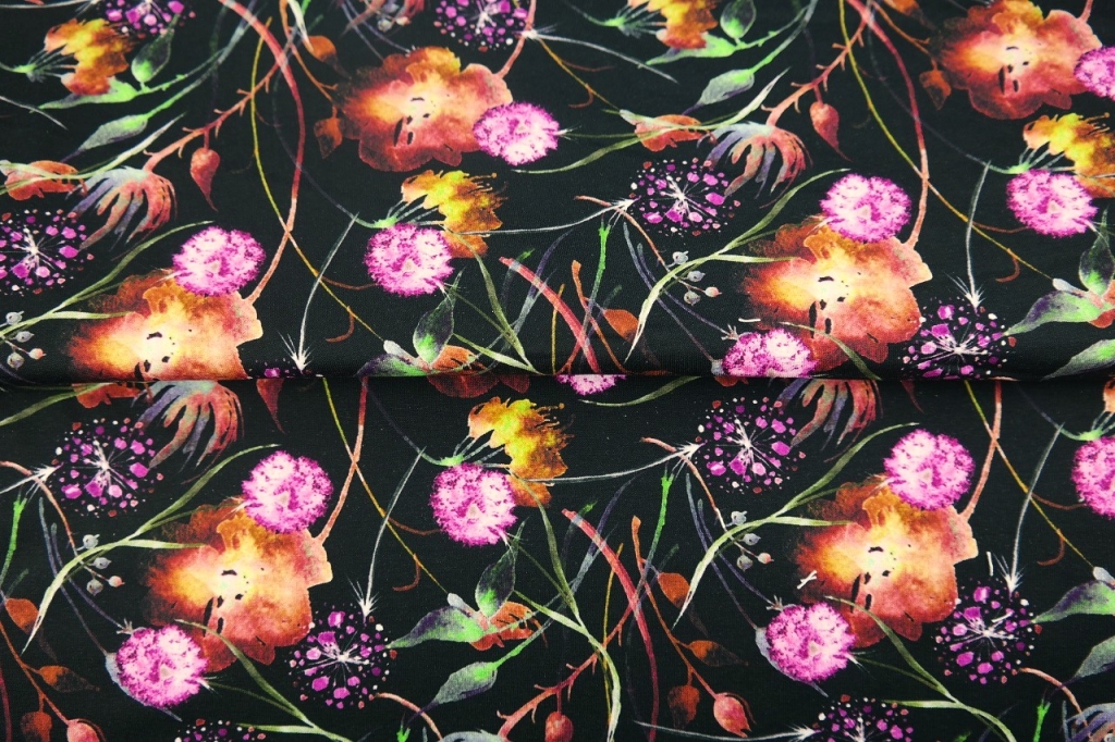 Jersey | ''Enchanted Garden'' by Stenzo | Blumen, schwarz