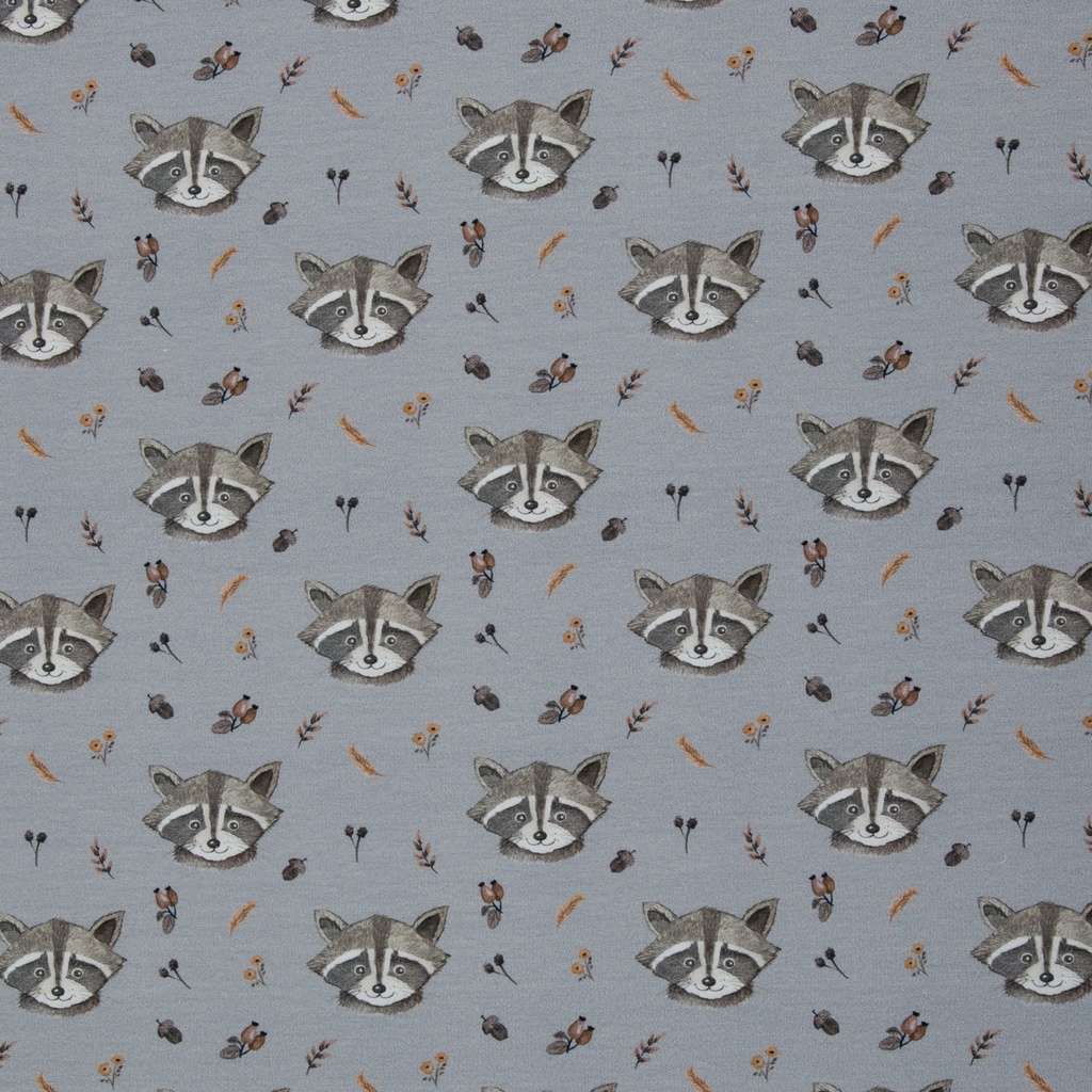 French terry | Forest Friends by Christiane Zielinski | blue/grey, small raccoon