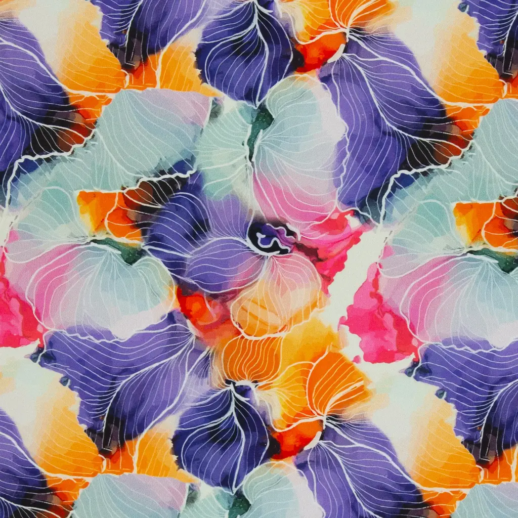 Viscose jersey, Selina, abstract, flowers | REMAINING PIECE 1.6 meters