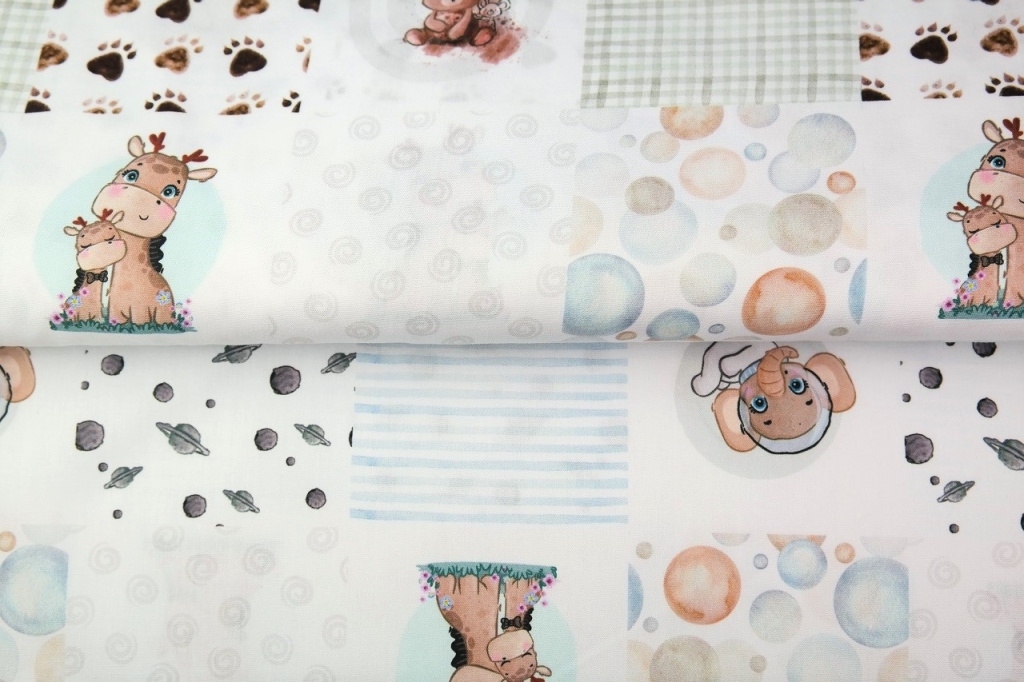 Baumwollwebware | Patchwork Baby by Stenzo | Elefant und Giraffe