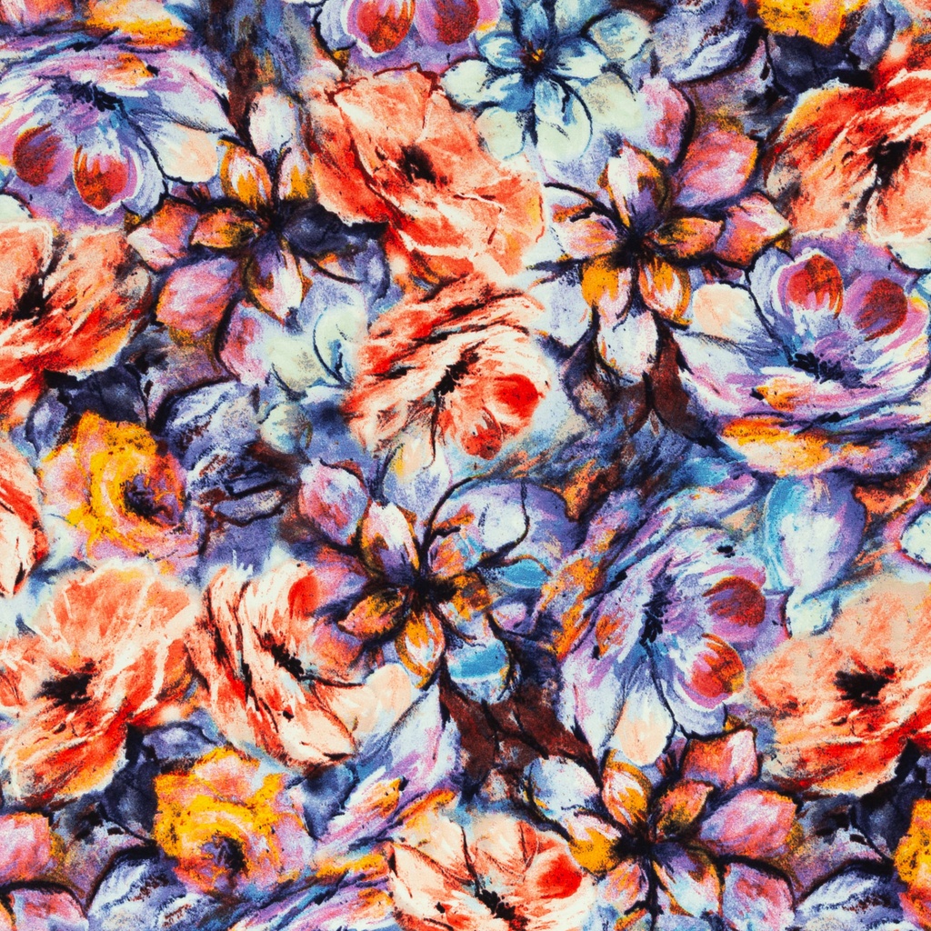 Viscose jersey, Selina, abstract, flowers | REMAINING PIECE 1.6 meters