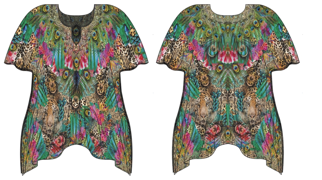 Baumwolle Panel, Chiffon | Kimono Top Ladies by Stenzo | grün, floral