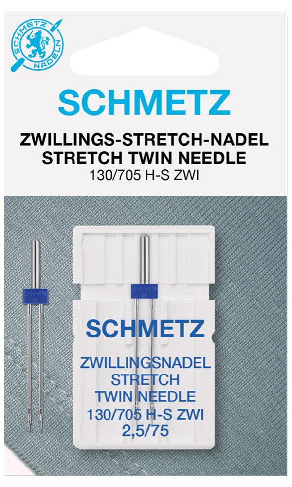 Aiguille double pour machine à coudre Schmetz 130/705 extensible 75/2,5 mm