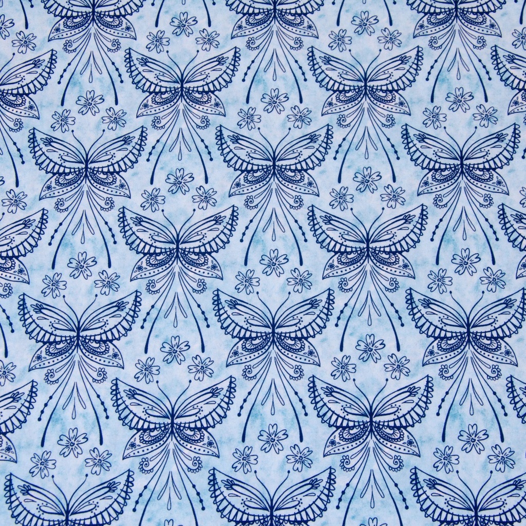 Tissu en coton | Petit papillon de Hilco | bleu