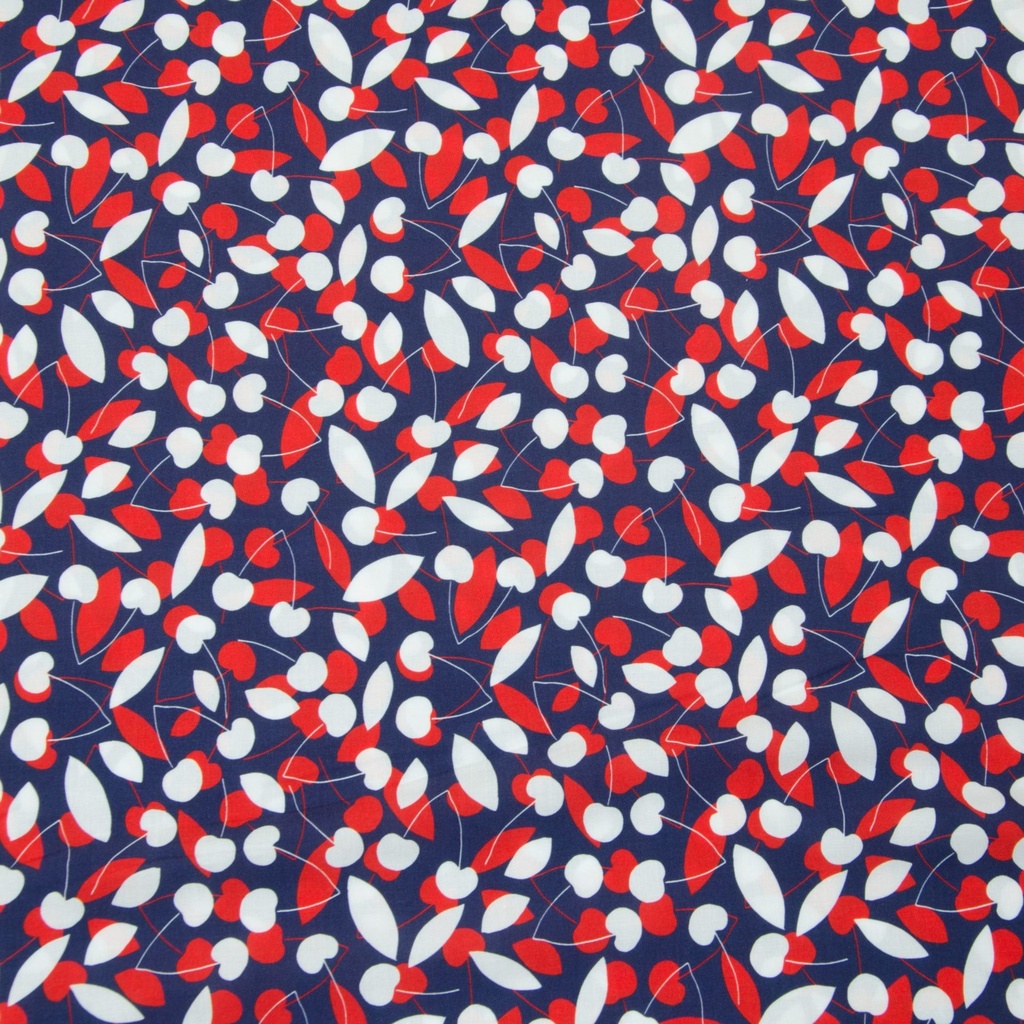 Viscose | Lönne by Hilco | cherries | red, blue, white