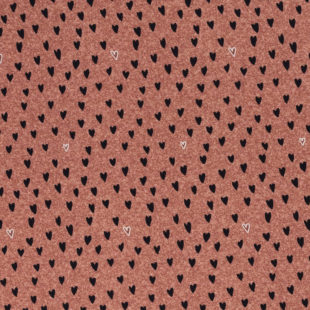 Residual piece 1.5 meters | Sweat French Terry Swafing Sweet Bears - hearts - hatched - rust