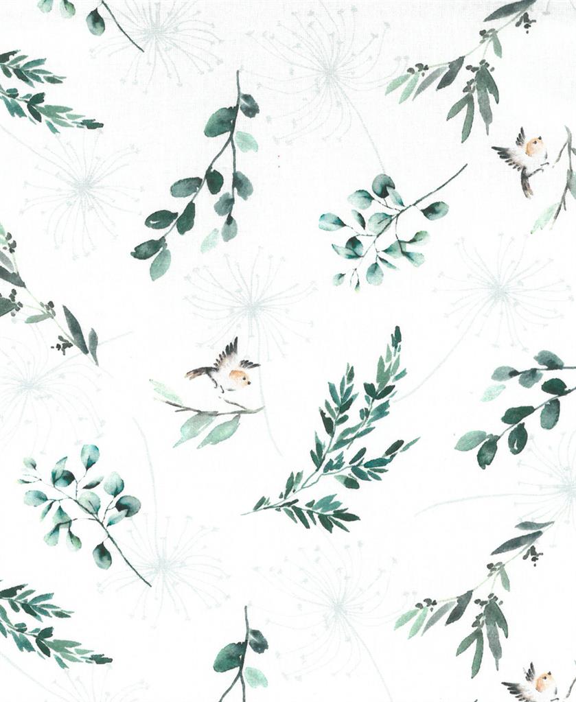 Cotton woven fabric | Digitally Printed by Editex | Branches, green/white