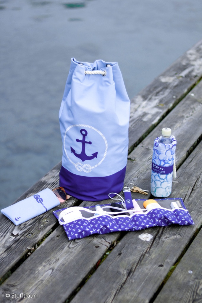 Coquille souple | Kit de bricolage sac de plage à panneau par Swafing | maritime, bleu jean