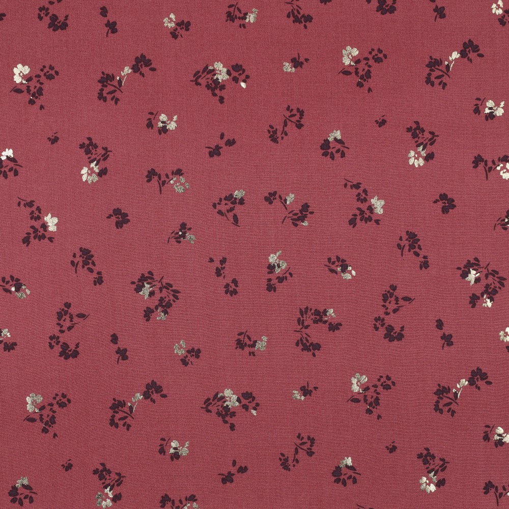 Viscose | Foil Small Flowers | mauve