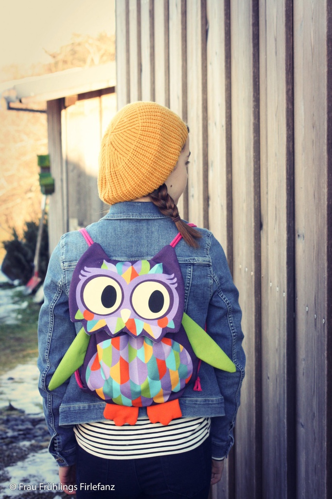 Panel Canvas | Backpack animal bag OWL | purple