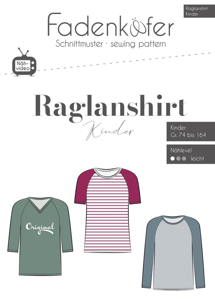 Schnittmuster | Raglanshirt by Fadenkäfer | TShirt  für Kinder