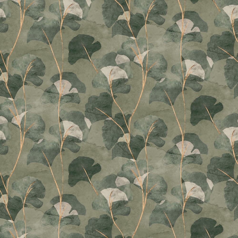 Canvas cotton | Gingko leaves by Verhees | green