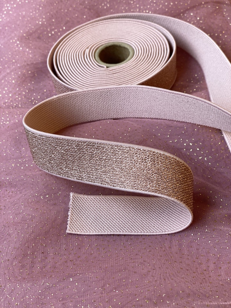 Prym | elastic band | Glitter, Rose | 25mm