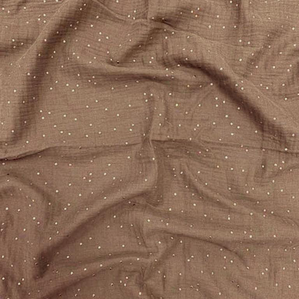 Double Gauze, Muslin | Gold dots, dark old pink