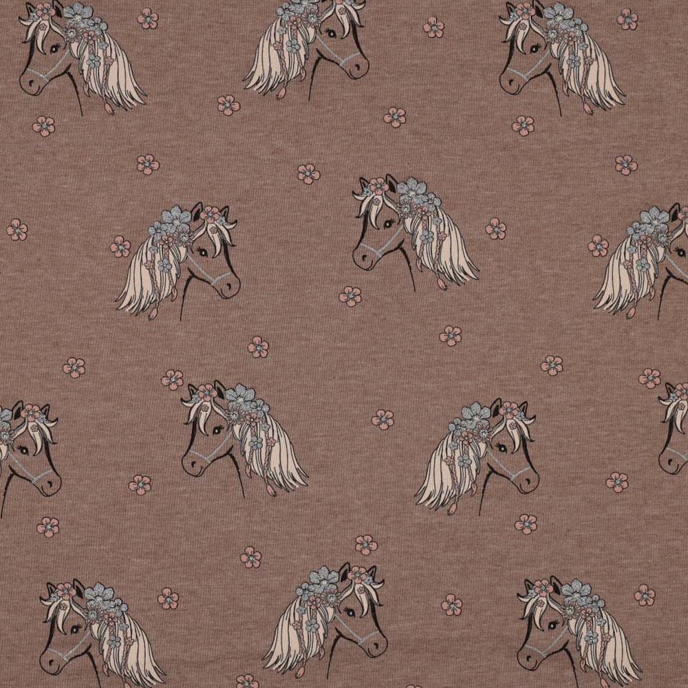 Jersey | Glitter horses | Melange taupe