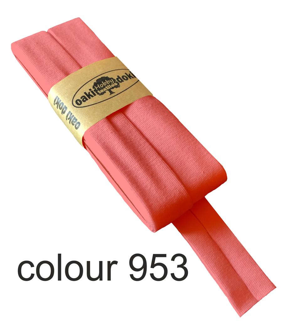 Biais jersey | Oaki Doki | différentes couleurs | 3 mètres, 20mm<span> - </span>rose fluo