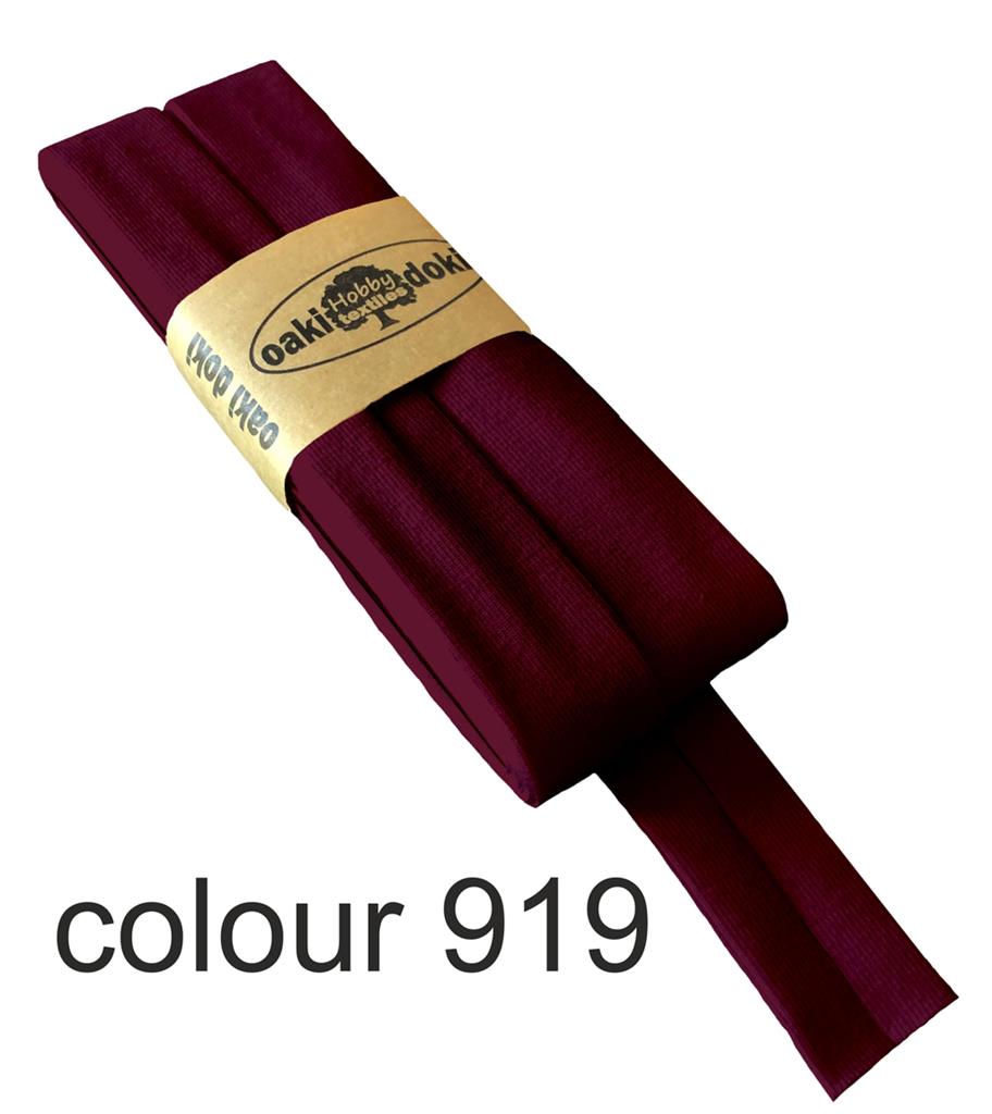 Biais jersey | Oaki Doki | différentes couleurs | 3mètres, 20mm<span> - </span>aubergine