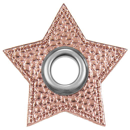 Ösen Patches für Kordeln | Stern | Lederimitat | Verschiedene Farben<span> - </span>749 rosa metallic