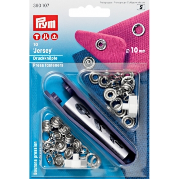 Prym 390107 Druckknöpfe Ring für Jersey. 10mm, silberfarbig, 10 Stück