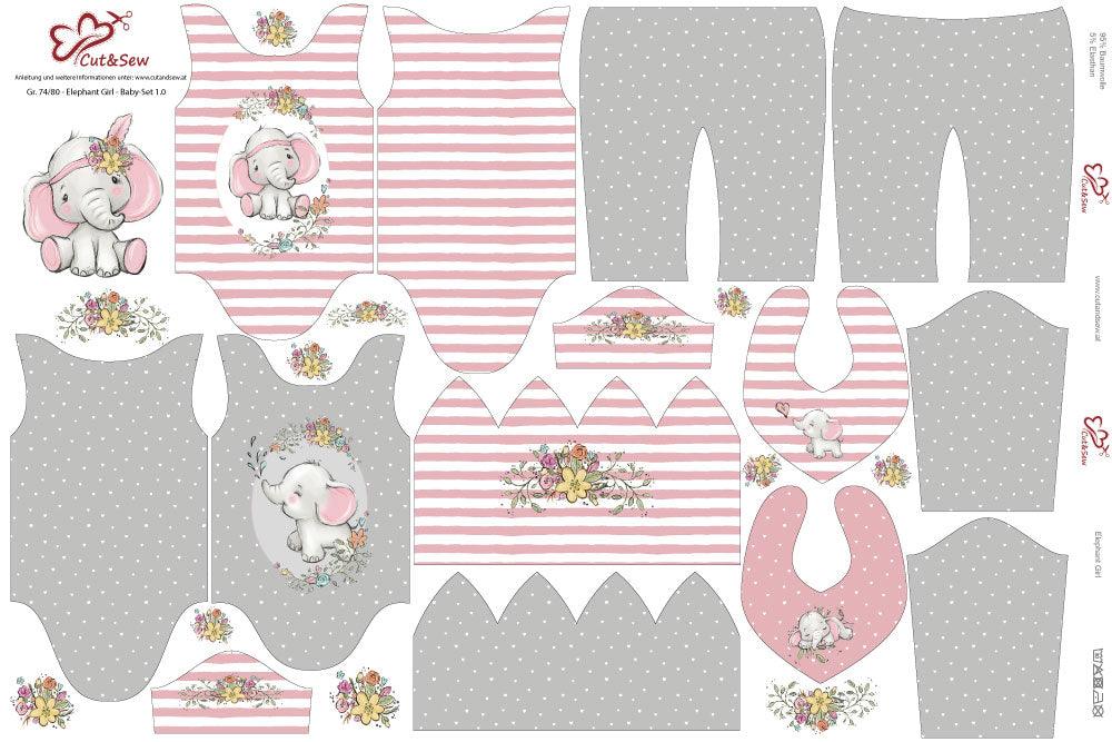 Cut&Sew Set Baby Elefant ROSA 80