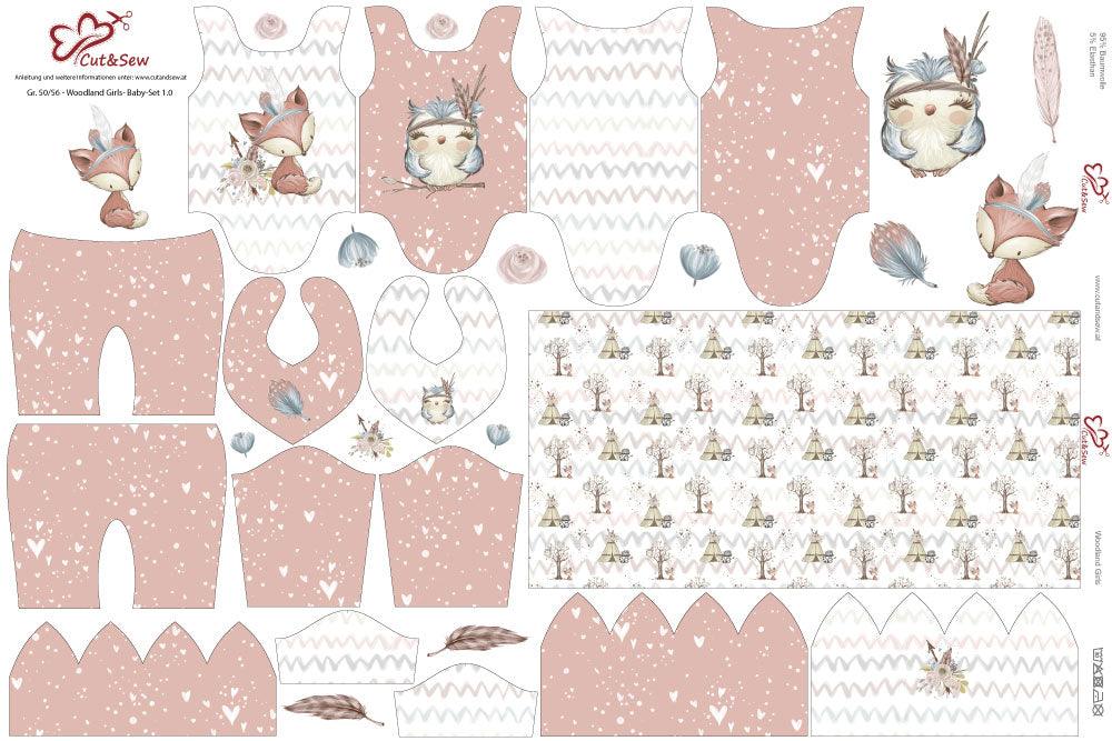 Cut&Sew Set Woodland pink - 80