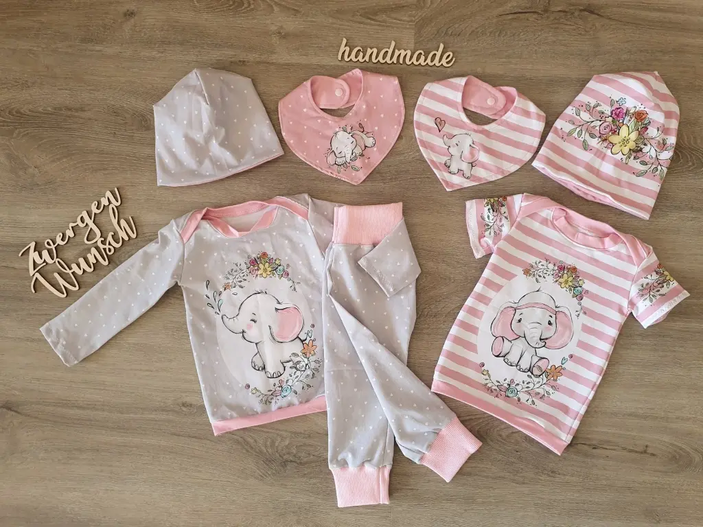 Ensemble Couper&Coudre Bébé Éléphant ROSE 62