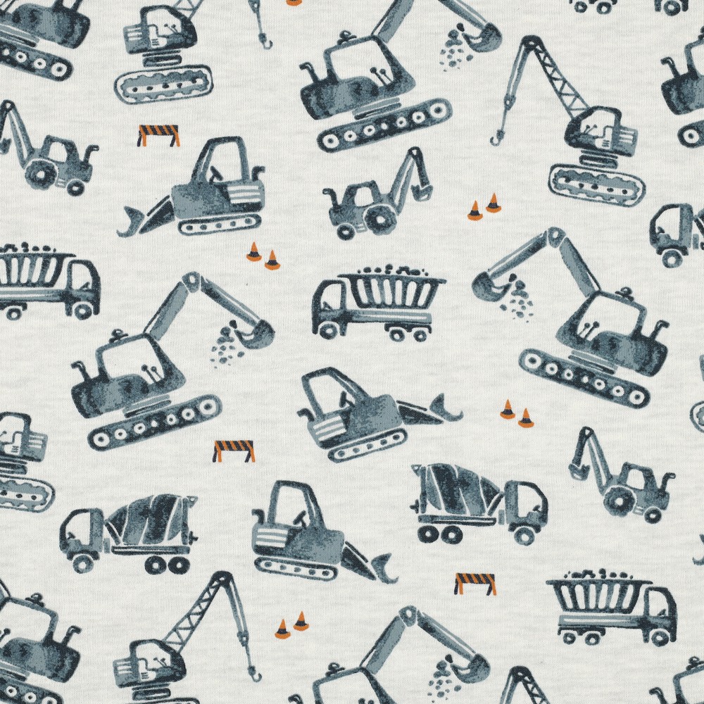 Sweat Melange | Construction vehicles | gray, blue