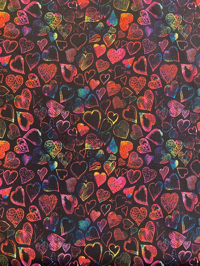 French terry | Pink Hearts by Stenzo | black