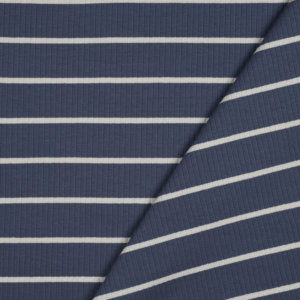 Rib jersey | stripes | denim blue