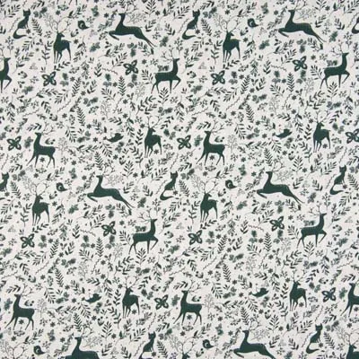 Cotton, woven fabric | Christmas | Reindeer, green