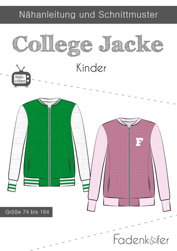 [Faden-College-Kids] Schnittmuster Fadenkäfer | College Jacke, Kinder