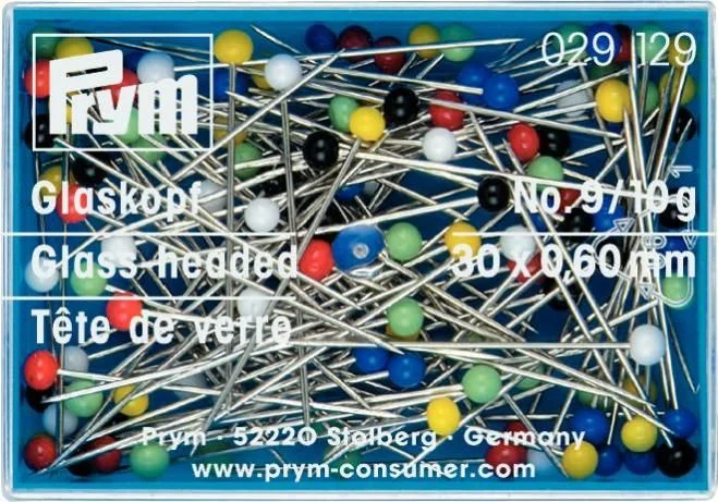 [029129] Prym | Glaskopf Stecknadeln bunte Köpfe, 0,60 x 30mm