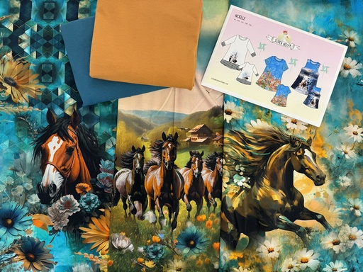 [noelle paket 01] Fabric package - panel horses and cut Noelle