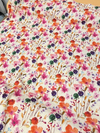 [5490 632] Lin viscose | Aquarelle de fleurs