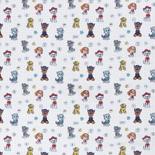 [306210 153011] Paw Patrol, cotton woven fabric, white