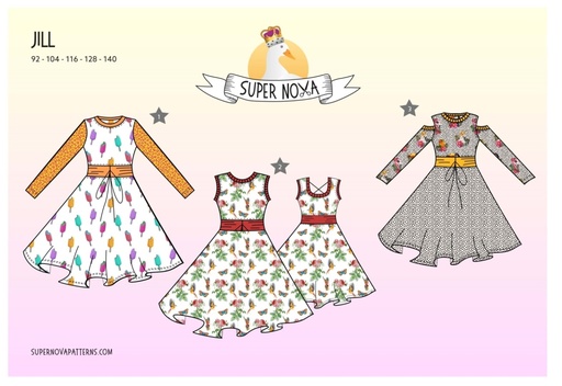 [superjill] paper pattern | Jill (girls) skater dress by Supernova | Gr. 92 - 140