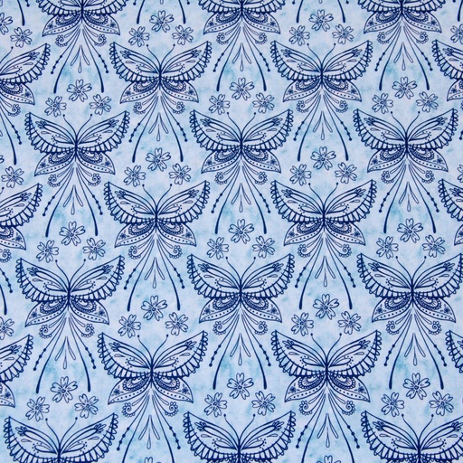 [A1454/79] Tissu en coton | Petit papillon de Hilco | bleu