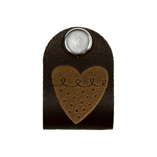 [190094] Kink label with screw imitation leather heart brown