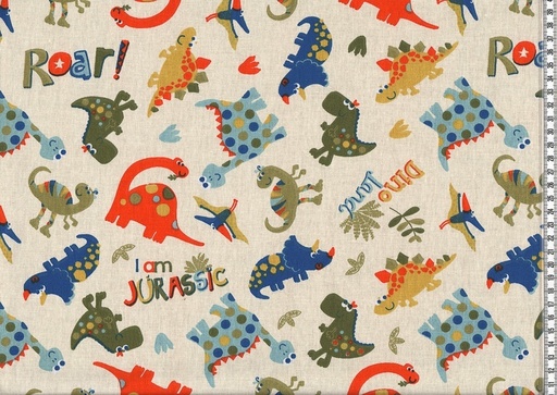 [068533-322252] Cotton woven fabric dinosaurs | Lars by Swafing