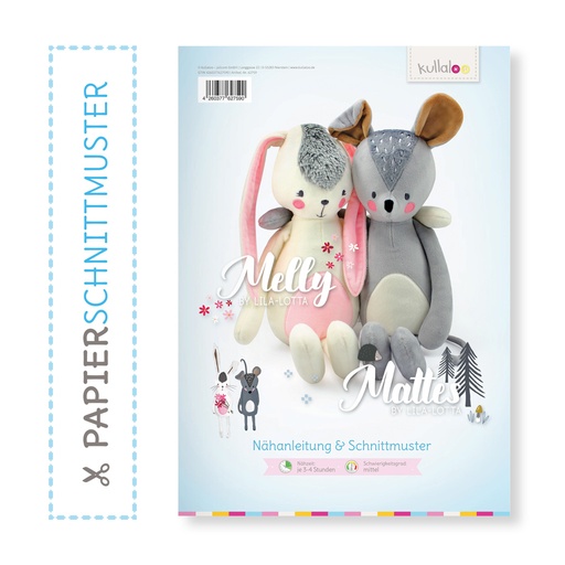 [62018-1] Kullaloo Doppelpapierschnittmuster Kuscheltiere „MELLY & MATTES“ by Lila-Lotta